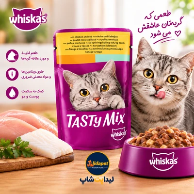 پوچ گربه ویسکاس مرغ و ماهی