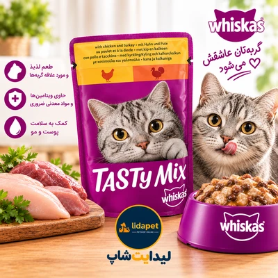 پوچ گربه ویسکاس مرغ و بوقلمون
